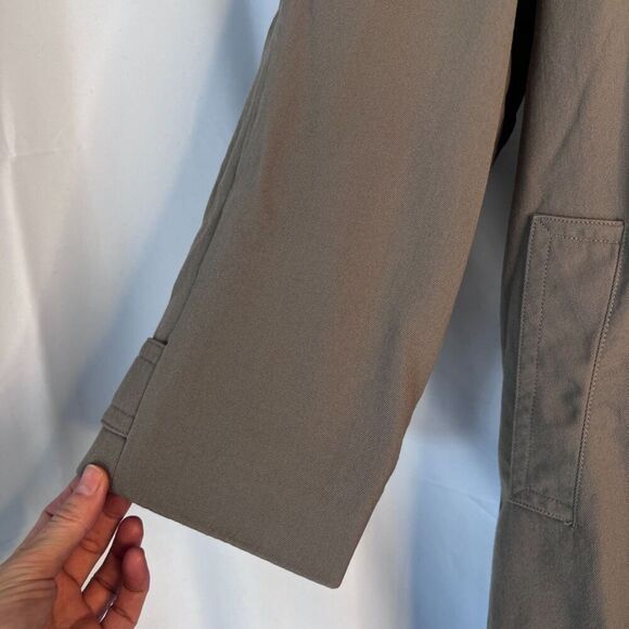 Jones New York Tan Brown 100% Pure Wool Trench Coat Button Front Petite Large - Picture 4 of 15